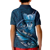 Personalised All Blue New Zealand Darts Kid Polo Shirt Aoteroa Fern Maori Galaxy Style LT14 - Polynesian Pride