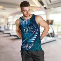 Personalised All Blue New Zealand Darts Men Tank Top Aoteroa Fern Maori Galaxy Style