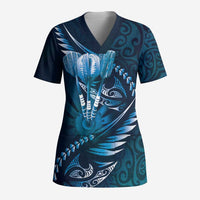 Personalised All Blue New Zealand Darts Scrub Top Aoteroa Fern Maori Galaxy Style - Polynesian Pride