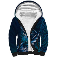 Personalised All Blue New Zealand Darts Sherpa Hoodie Aoteroa Fern Maori Galaxy Style LT14 Unisex Blue - Polynesian Pride
