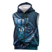 Personalised All Blue New Zealand Darts Sleeveless Zip Hoodie Aoteroa Fern Maori Galaxy Style LT14 Blue - Polynesian Pride