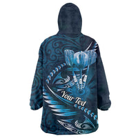 Personalised All Blue New Zealand Darts Wearable Blanket Hoodie Aoteroa Fern Maori Galaxy Style LT14 - Polynesian Pride