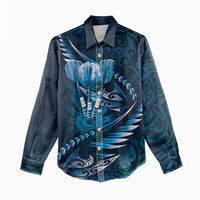 Personalised All Blue New Zealand Darts Women Casual Shirt Aoteroa Fern Maori Galaxy Style LT14 - Polynesian Pride