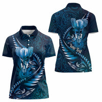 Personalised All Blue New Zealand Darts Women Polo Shirt Aoteroa Fern Maori Galaxy Style