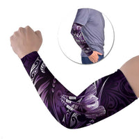 Personalised All Purple New Zealand Darts Arm Sleeves Aoteroa Fern Maori Galaxy Style LT14 Set of 2 Purple - Polynesian Pride