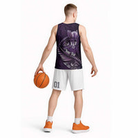 Personalised All Purple New Zealand Darts Basketball Jersey Aoteroa Fern Maori Galaxy Style LT14 - Polynesian Pride