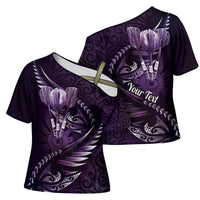 Personalised All Purple New Zealand Darts Cross Shoulder Shirt Aoteroa Fern Maori Galaxy Style LT14 - Polynesian Pride