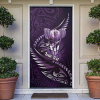 Personalised All Purple New Zealand Darts Door Cover Aoteroa Fern Maori Galaxy Style LT14 Purple - Polynesian Pride