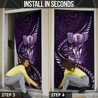 Personalised All Purple New Zealand Darts Door Cover Aoteroa Fern Maori Galaxy Style LT14 - Polynesian Pride