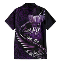 Personalised All Purple New Zealand Darts Family Matching Mermaid Dress and Hawaiian Shirt Aoteroa Fern Maori Galaxy Style LT14 - Polynesian Pride