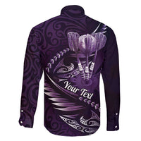 Personalised All Purple New Zealand Darts Family Matching Off Shoulder Maxi Dress and Hawaiian Shirt Aoteroa Fern Maori Galaxy Style LT14 - Polynesian Pride