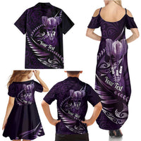 Personalised All Purple New Zealand Darts Family Matching Summer Maxi Dress and Hawaiian Shirt Aoteroa Fern Maori Galaxy Style LT14 - Polynesian Pride