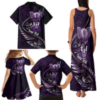 Personalised All Purple New Zealand Darts Family Matching Tank Maxi Dress and Hawaiian Shirt Aoteroa Fern Maori Galaxy Style LT14 - Polynesian Pride