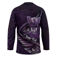 Personalised All Purple New Zealand Darts Hockey Jersey Aoteroa Fern Maori Galaxy Style LT14 - Polynesian Pride
