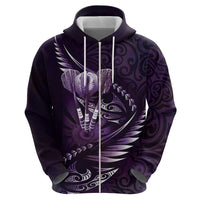 Personalised All Purple New Zealand Darts Hoodie Aoteroa Fern Maori Galaxy Style LT14 - Polynesian Pride