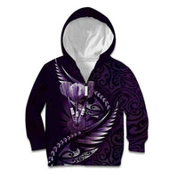 Personalised All Purple New Zealand Darts Kid Hoodie Aoteroa Fern Maori Galaxy Style LT14 Zip Hoodie Purple - Polynesian Pride