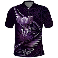 Personalised All Purple New Zealand Darts Polo Shirt Aoteroa Fern Maori Galaxy Style LT14 Purple - Polynesian Pride