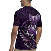 Personalised All Purple New Zealand Darts Rugby Jersey Aoteroa Fern Maori Galaxy Style LT14 - Polynesian Pride