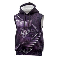 Personalised All Purple New Zealand Darts Sleeveless Hoodie Aoteroa Fern Maori Galaxy Style LT14 Purple - Polynesian Pride