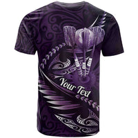 Personalised All Purple New Zealand Darts T Shirt Aoteroa Fern Maori Galaxy Style LT14 - Polynesian Pride