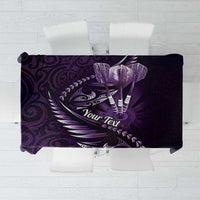 Personalised All Purple New Zealand Darts Tablecloth Aoteroa Fern Maori Galaxy Style