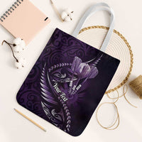 Personalised All Purple New Zealand Darts Tote Bag Aoteroa Fern Maori Galaxy Style LT14 White Strap One Size Purple - Polynesian Pride