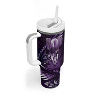 All Purple New Zealand Darts Tumbler With Handle Aoteroa Fern Maori Galaxy Style LT14 - Polynesian Pride