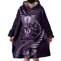 Personalised All Purple New Zealand Darts Wearable Blanket Hoodie Aoteroa Fern Maori Galaxy Style LT14 - Polynesian Pride