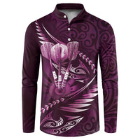 Personalised All Pink New Zealand Darts Button Sweatshirt Aoteroa Fern Maori Galaxy Style LT14 Pink - Polynesian Pride