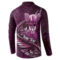 Personalised All Pink New Zealand Darts Button Sweatshirt Aoteroa Fern Maori Galaxy Style LT14 - Polynesian Pride