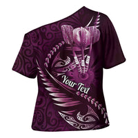 Personalised All Pink New Zealand Darts Cross Shoulder Shirt Aoteroa Fern Maori Galaxy Style LT14 - Polynesian Pride