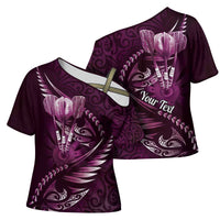 Personalised All Pink New Zealand Darts Cross Shoulder Shirt Aoteroa Fern Maori Galaxy Style LT14 - Polynesian Pride
