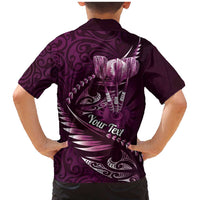 Personalised All Pink New Zealand Darts Family Matching Mermaid Dress and Hawaiian Shirt Aoteroa Fern Maori Galaxy Style LT14 - Polynesian Pride
