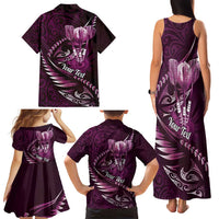 Personalised All Pink New Zealand Darts Family Matching Tank Maxi Dress and Hawaiian Shirt Aoteroa Fern Maori Galaxy Style LT14 - Polynesian Pride