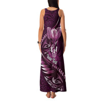 Personalised All Pink New Zealand Darts Family Matching Tank Maxi Dress and Hawaiian Shirt Aoteroa Fern Maori Galaxy Style LT14 - Polynesian Pride