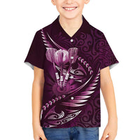 Personalised All Pink New Zealand Darts Kid Hawaiian Shirt Aoteroa Fern Maori Galaxy Style LT14 Kid Pink - Polynesian Pride