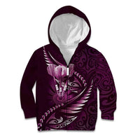 Personalised All Pink New Zealand Darts Kid Hoodie Aoteroa Fern Maori Galaxy Style LT14 Zip Hoodie Pink - Polynesian Pride