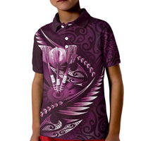 Personalised All Pink New Zealand Darts Kid Polo Shirt Aoteroa Fern Maori Galaxy Style LT14 Kid Pink - Polynesian Pride