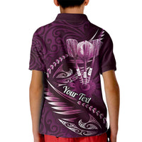 Personalised All Pink New Zealand Darts Kid Polo Shirt Aoteroa Fern Maori Galaxy Style LT14 - Polynesian Pride