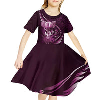 Personalised All Pink New Zealand Darts Kid Short Sleeve Dress Aoteroa Fern Maori Galaxy Style LT14 - Polynesian Pride