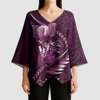 Personalised All Pink New Zealand Darts Kimono Sleeve Blouse Aoteroa Fern Maori Galaxy Style LT14 - Polynesian Pride