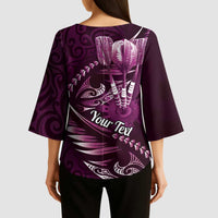 Personalised All Pink New Zealand Darts Kimono Sleeve Blouse Aoteroa Fern Maori Galaxy Style LT14 - Polynesian Pride
