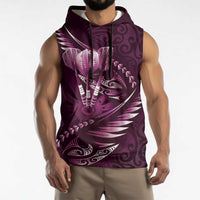 Personalised All Pink New Zealand Darts Sleeveless Hoodie Aoteroa Fern Maori Galaxy Style LT14 - Polynesian Pride
