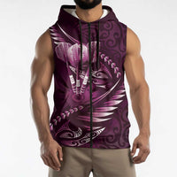 Personalised All Pink New Zealand Darts Sleeveless Zip Hoodie Aoteroa Fern Maori Galaxy Style LT14 - Polynesian Pride