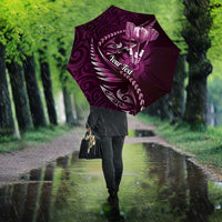 Personalised All Pink New Zealand Darts Umbrella Aoteroa Fern Maori Galaxy Style - Polynesian Pride