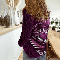 Personalised All Pink New Zealand Darts Women Casual Shirt Aoteroa Fern Maori Galaxy Style LT14 - Polynesian Pride
