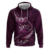 Personalised All Pink New Zealand Darts Zip Hoodie Aoteroa Fern Maori Galaxy Style LT14 Pullover Hoodie Pink - Polynesian Pride