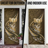 Personalised All Gold New Zealand Darts Door Cover Aoteroa Fern Maori Galaxy Style LT14 - Polynesian Pride