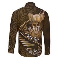 Personalised All Gold New Zealand Darts Family Matching Off Shoulder Short Dress and Hawaiian Shirt Aoteroa Fern Maori Galaxy Style LT14 - Polynesian Pride