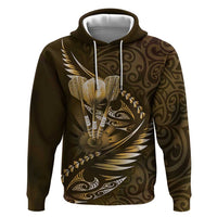 Personalised All Gold New Zealand Darts Hoodie Aoteroa Fern Maori Galaxy Style LT14 Pullover Hoodie Gold - Polynesian Pride